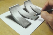How to Draw 3D Letter M – Drawing with pencil – By Vamos