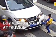 Boy vents anger at driver after car sends his mother flying