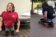 Legless man stands on feet for the first time | Boosting nub shoes