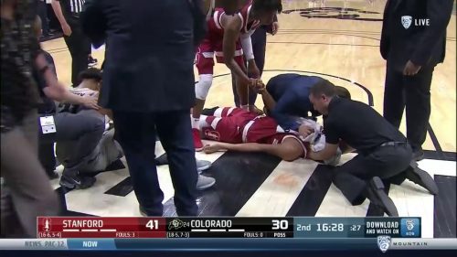 *WARNING GRAPHIC* Stanford’s Oscar da Silva suffers scary head injury after Nasty Collision
